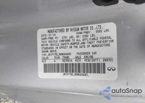 2019 Infiniti Q60 3.0T Red Sport 400 z USA, uszkodzony, nr VIN JN1FV7EL3KM440493